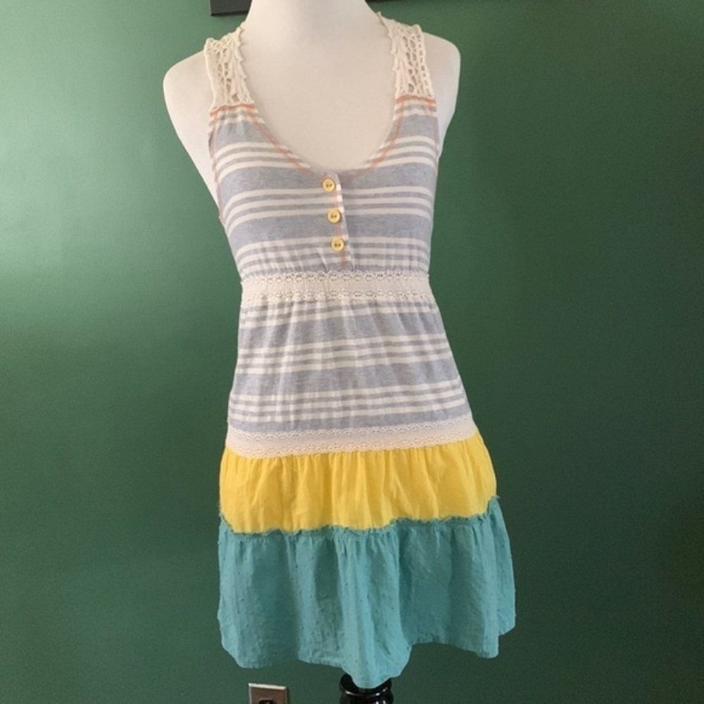 Daytrip Crochet racer back mixed-media tunic tank mini dress small